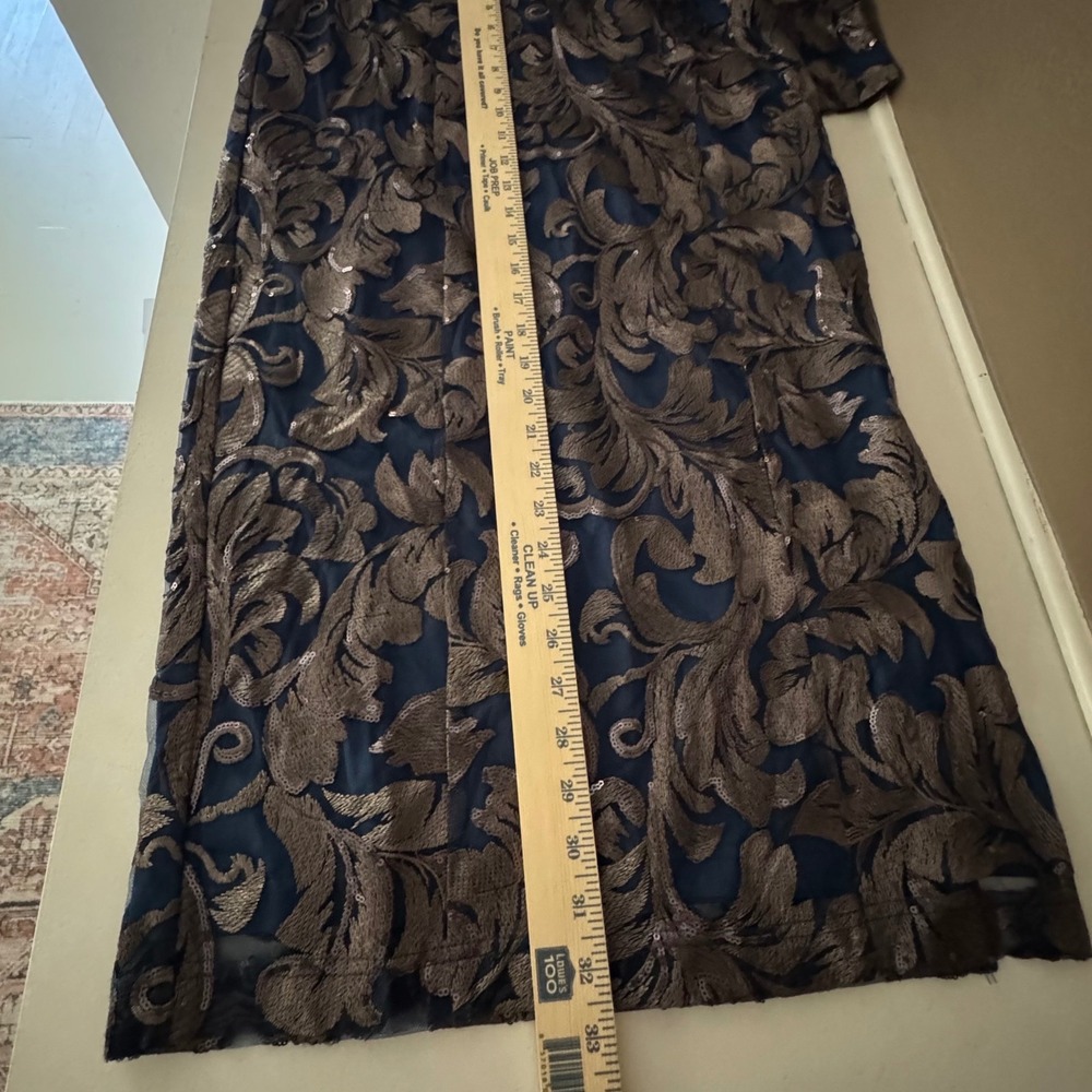 NWT JS Collections Metallic Brocade Sequin Dress Size 8 Teal Blue Gold Cocktail - Picture 9 of 9